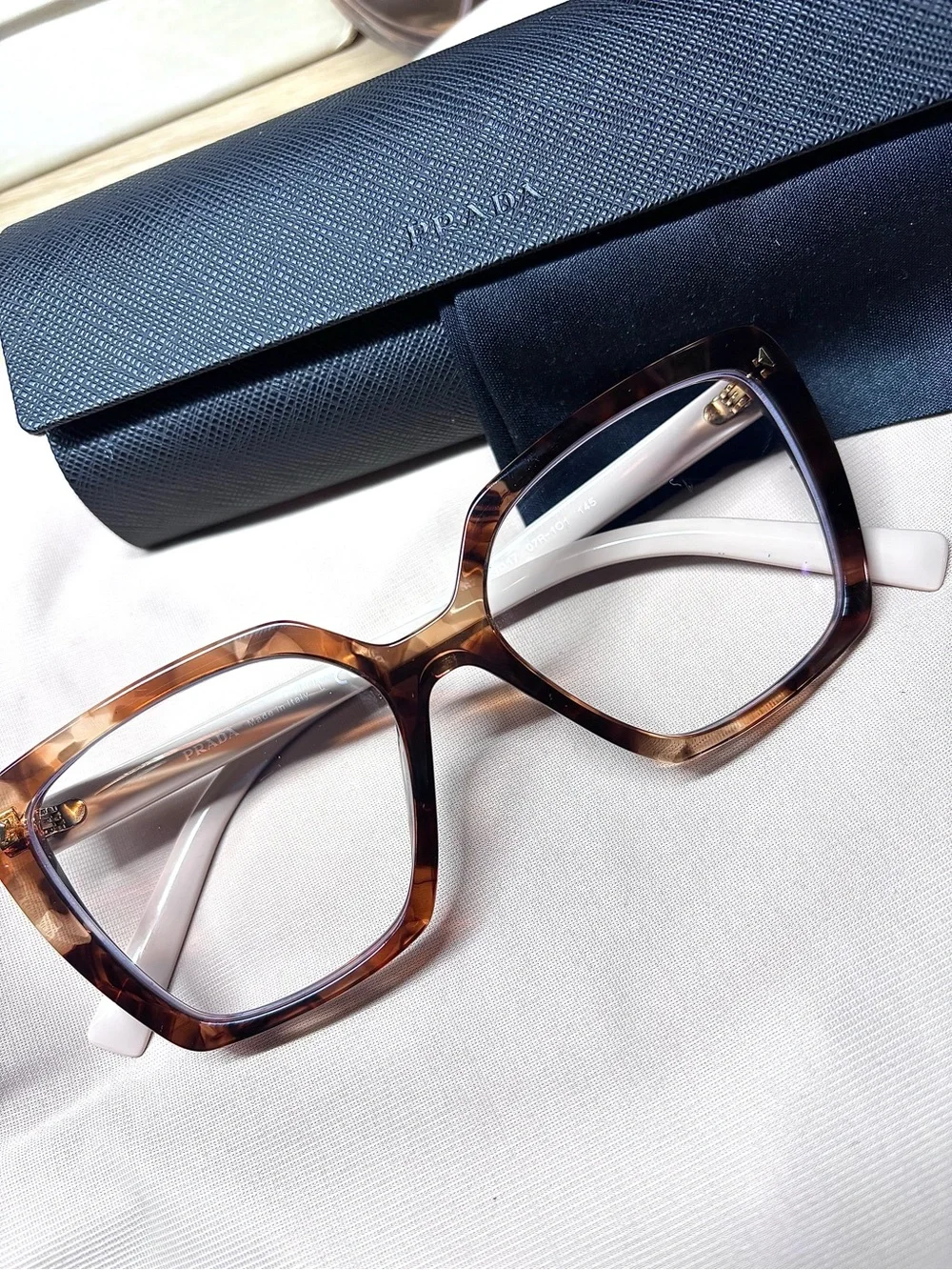 Prada Women's Tortoiseshell Square Optical Glasses - Brown/Black